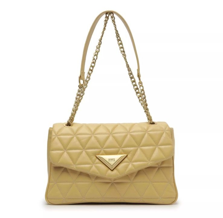Bolsa Grande Tiracolo 944 Matelassê Couro Bege Claro Schutz